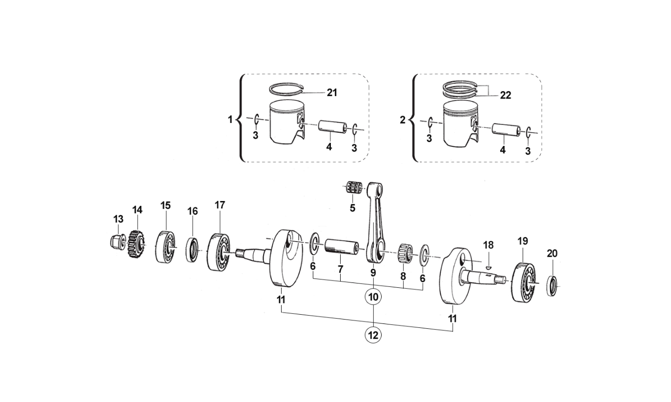 2T 125 MX FROM 2008 TO 2011 - ENGINE - CRANKSHAFT-PISTON